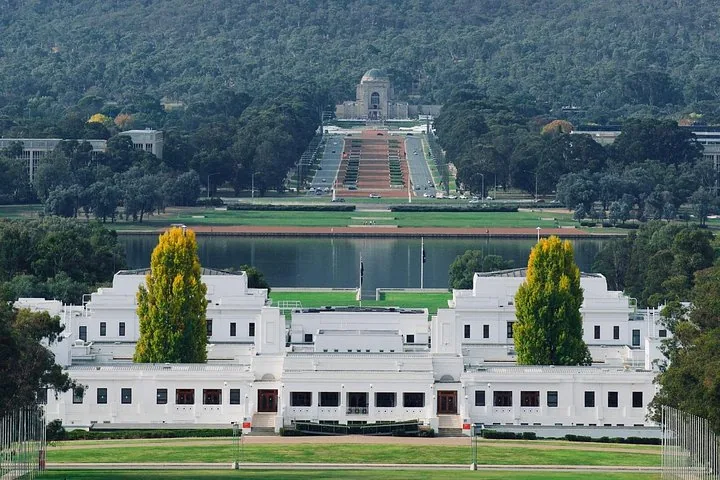 View over Old Parliament House to the Australian War Memorial.